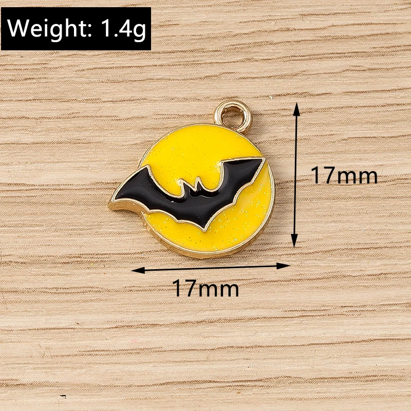 Tusember 20 Stück Emaille-Hexenhut-Katzen-Schädel-Fledermaus-Spinnen-Charm-Anhänger für Halsketten, Ohrringe, DIY-Armbänder, Halloween-Schmuckherstellung – Detail 14