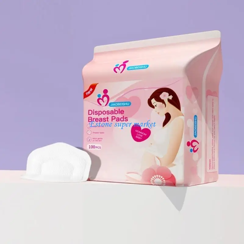 

090B 100pcs Soft & Breathable Nursing Breast Pads Time Use Leakproof Lactation Liners for Postpartum Mother Care