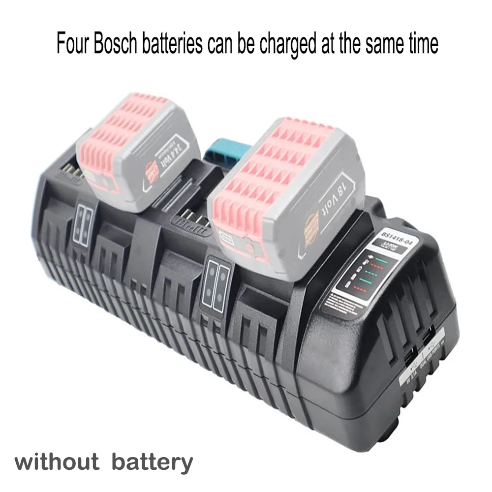 For M18 Battery Charger, 4-Ports Simultaneous Rapid Charger for Bosch18v Li-Ion Battery and Bosh