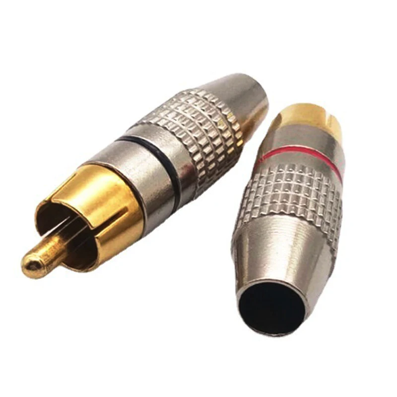 

1pcs Gold RCA Male Adapter Non Solder Connector for Audio Video CCTV IP Camera Security Coaxial Cable Solderness Convertor