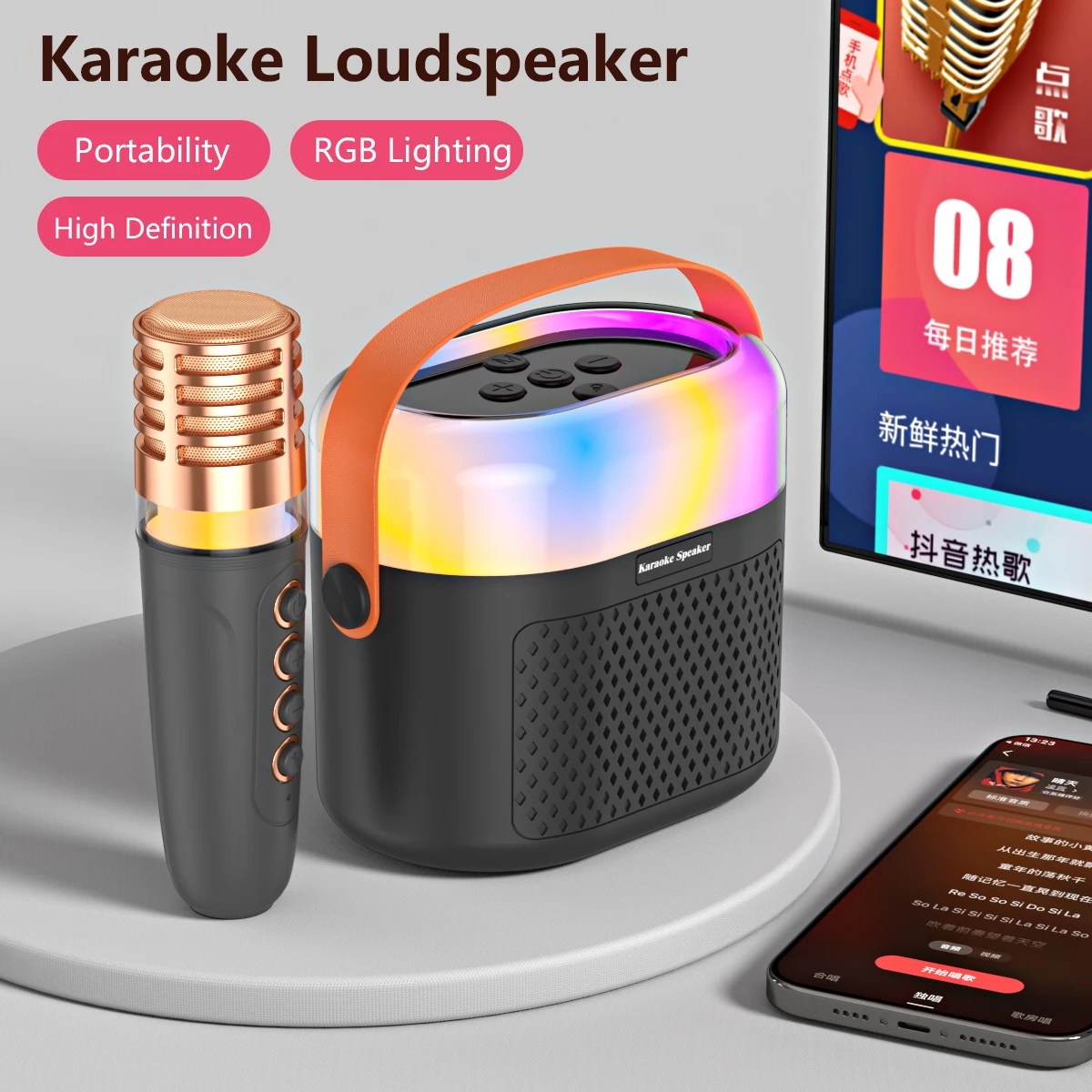 Mesin Karaoke Bluetooth A3 5.3 PA, sistem Speaker portabel dengan mikrofon tanpa kabel 1-2 menyanyi hadiah anak-anak