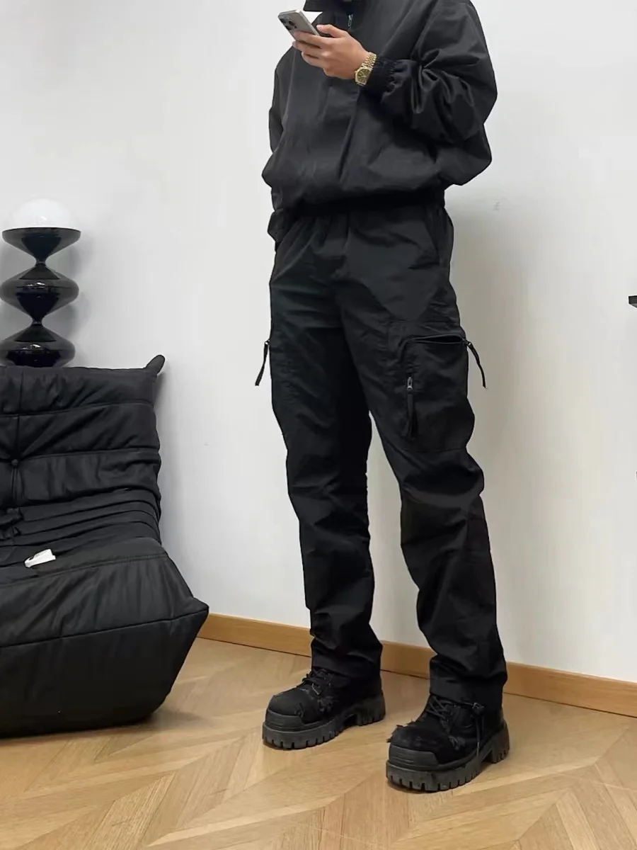 

Американские рабочие брюки парашютиста с эффектом потертости, 3D-крой, уличные брюки-карго свободного кроя, прямые штанины, с множеством карманов, длинные брюки