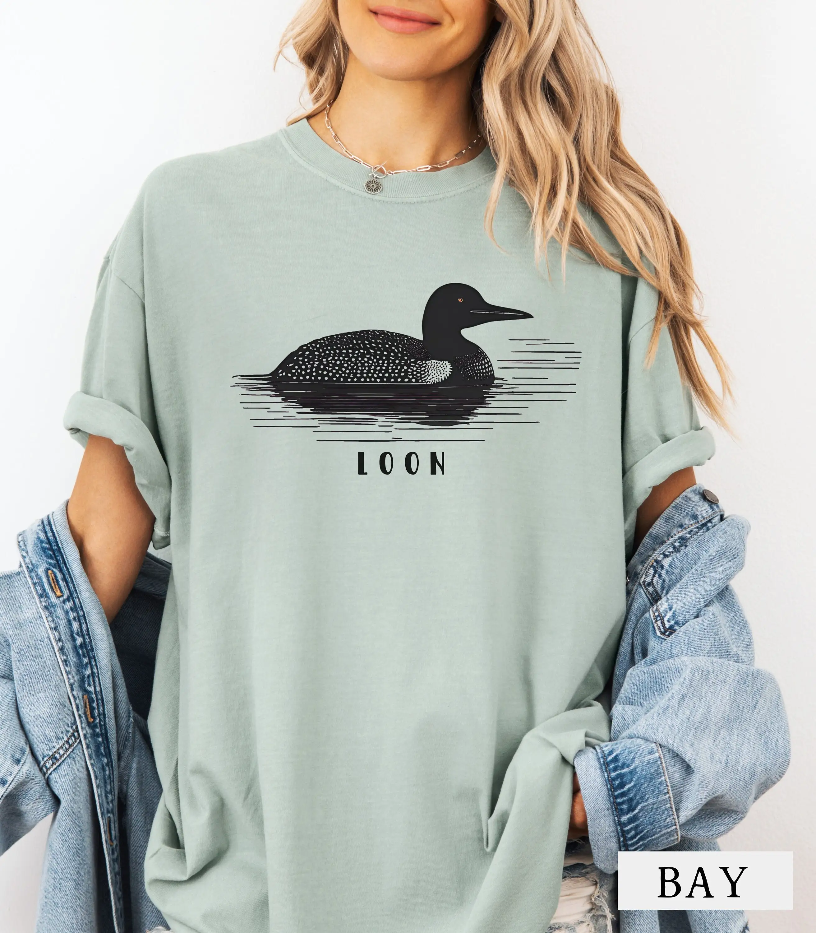 Minimalist Black Loon T Shirt Peaceful Floating Bird On Lake Nature Lovers Loons In Minnesota Wildlife Birdwatching