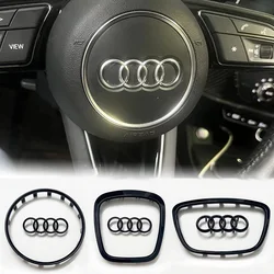 For Audi A3 A4 B8 8P B9 8V A5 A6 C7 A7 Q3 Q5 Q7 Automobile Steering Wheel Logo Bright Frame Strip Electroplated Car Logo Sticker