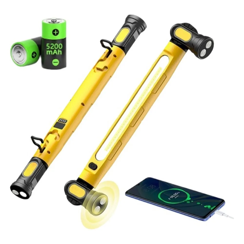 Image of Magnetische Arbeitsleuchte, wiederaufladbar, Powerbank-Taschenlampe, 3 Modi, COB-Arbeitsleuchte mit Haken für Autoreparatur, Camping im Freien, Notfälle