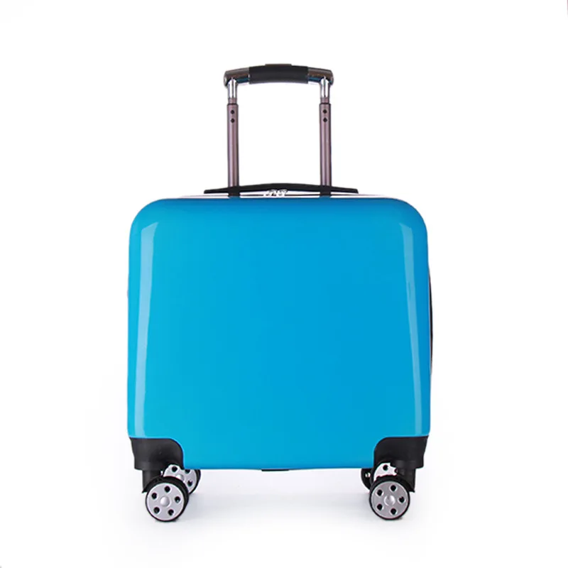 New Arrival Amazing Color 18 Inches ABS Material Unisex Spinner Wheels Boarding Case Travel Rolling Luggage