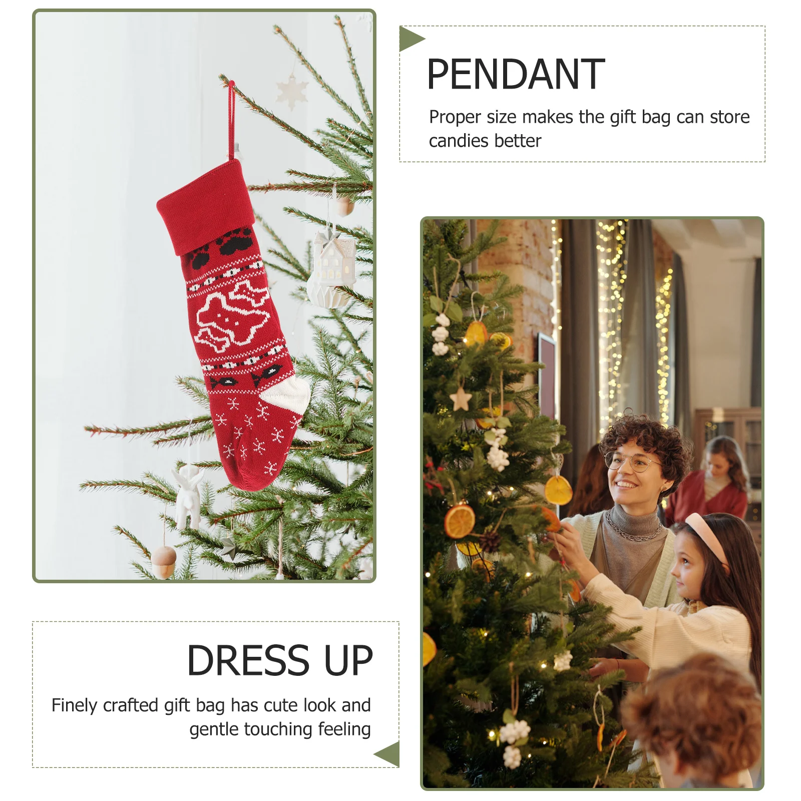 

Christmas Stocking Fabric Hanging Xmas Gift Bag Tree Stocking Ornament Holiday Decoration Candy Sack Xmas Stockings