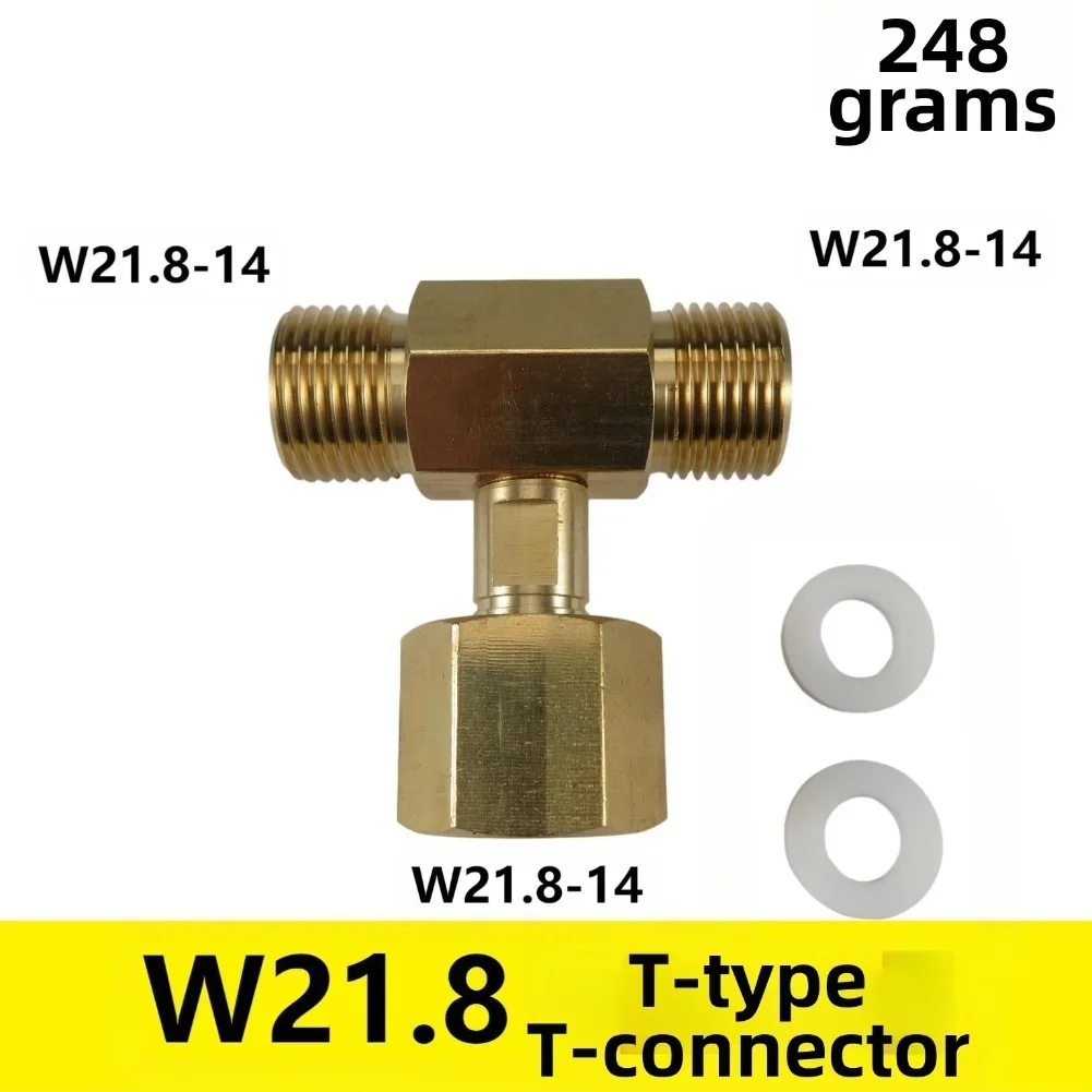 W21.8-14 Carbon Dioxide Tank Bottle Threaded Tee Fitting 3 Way Connector Adaptor Fill Adaptor For Beer Homebrew Aquarium