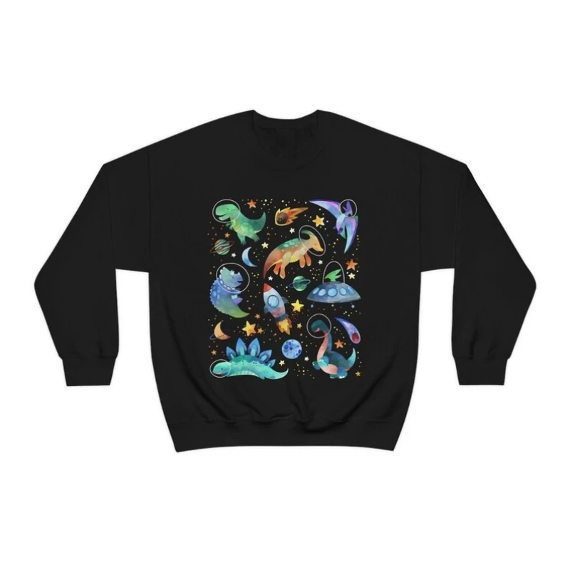 Espaço dinossauro moletom bonito amantes camisola kawaii moletom crewneck dino moletom adulto roupas femininas kawaii com capuz topos