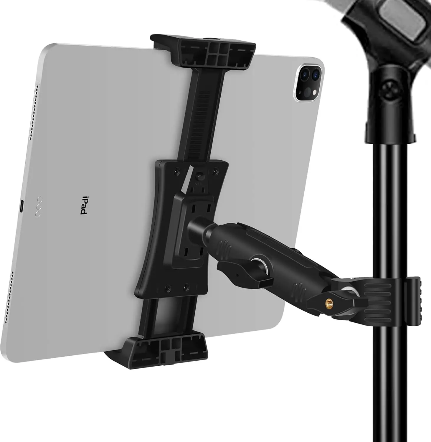 

Adjustable Tablet Holder for Mic Stand, Rotatable Mount with Clamp for iPad, Android Phones and Tablets 4-13.5 Inch