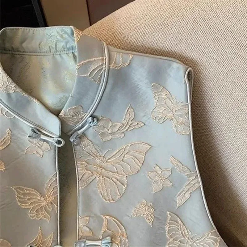 Butterfly Embroidery Sleeveless Jacket 4