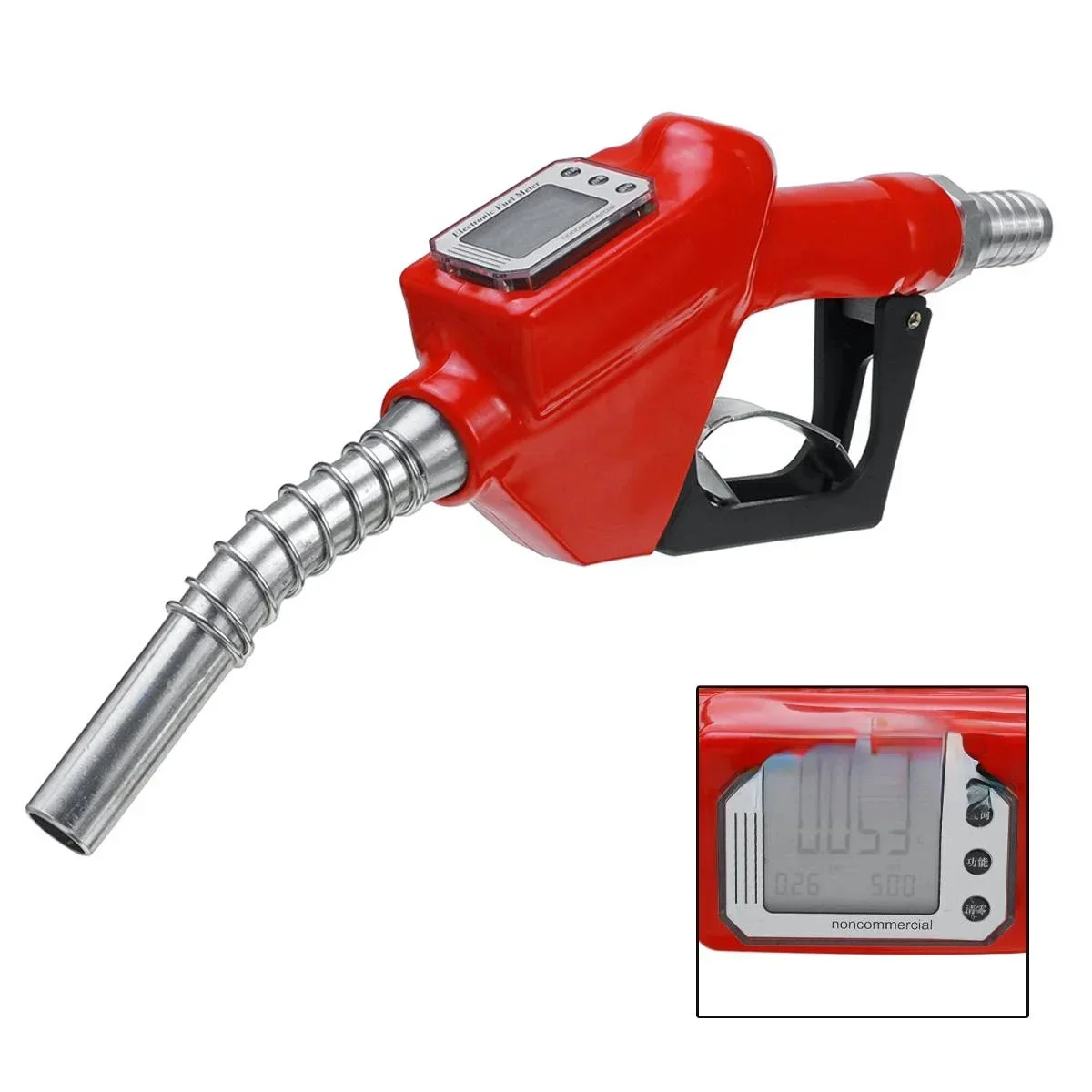 Digital Flow Meter Aluminum Alloy Fuel Gasoline Petrol Oil Delivery Gun Nozzle Dispenser Refuel Injection Gun