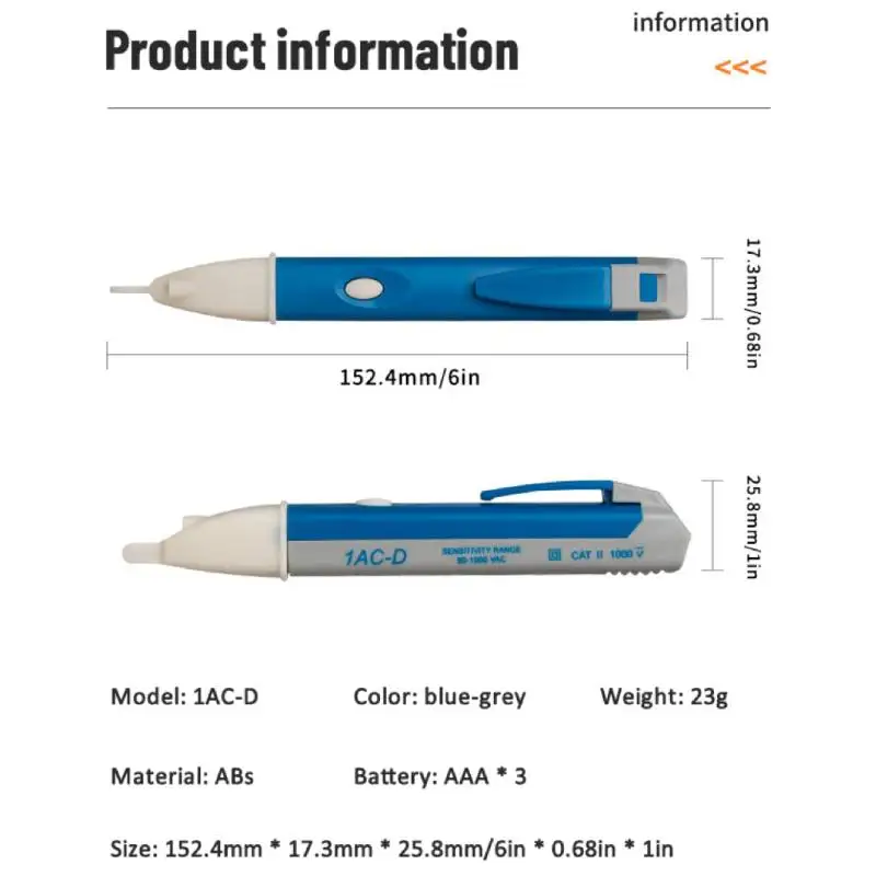 Electric Indicator AC 90-1000V Non-Contact Socket Wall AC Power Outlet Voltage Detector Sensor Tester Pen LED Light Test Pencil