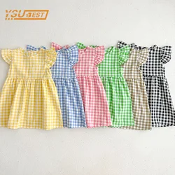 Summer Kids Baby Girls Sleeveless Grid Dress New Kids Baby Girls Sweet Cute Princess Children Clothes Dress