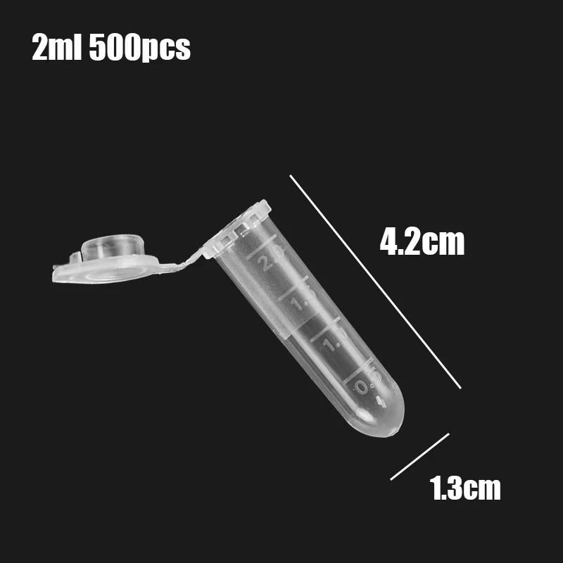 2ML Centrifuge Tube Container with Cap Plastic Garden Seed Storage Bottles Science Laboratory Test Accessories Transparent