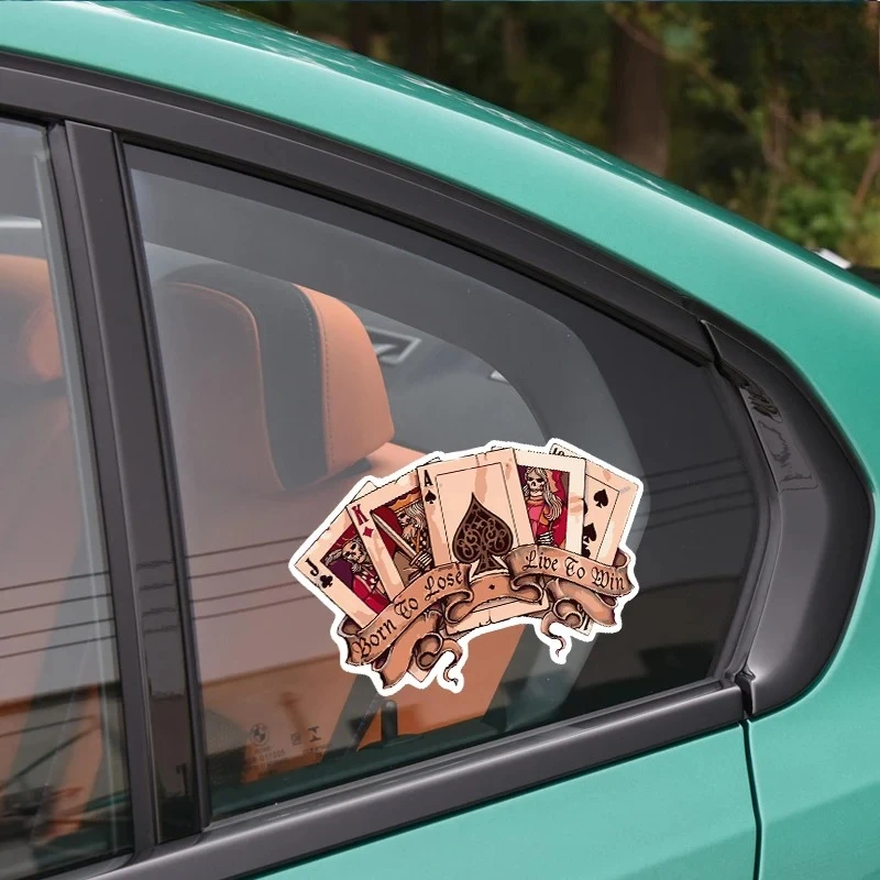 PVC Funny Car Sticker Retro Poker Joker Skeleton Spades Ace Anime Decal Decor for RV Auto Motocross Racing Laptop Trunk Wall view 6