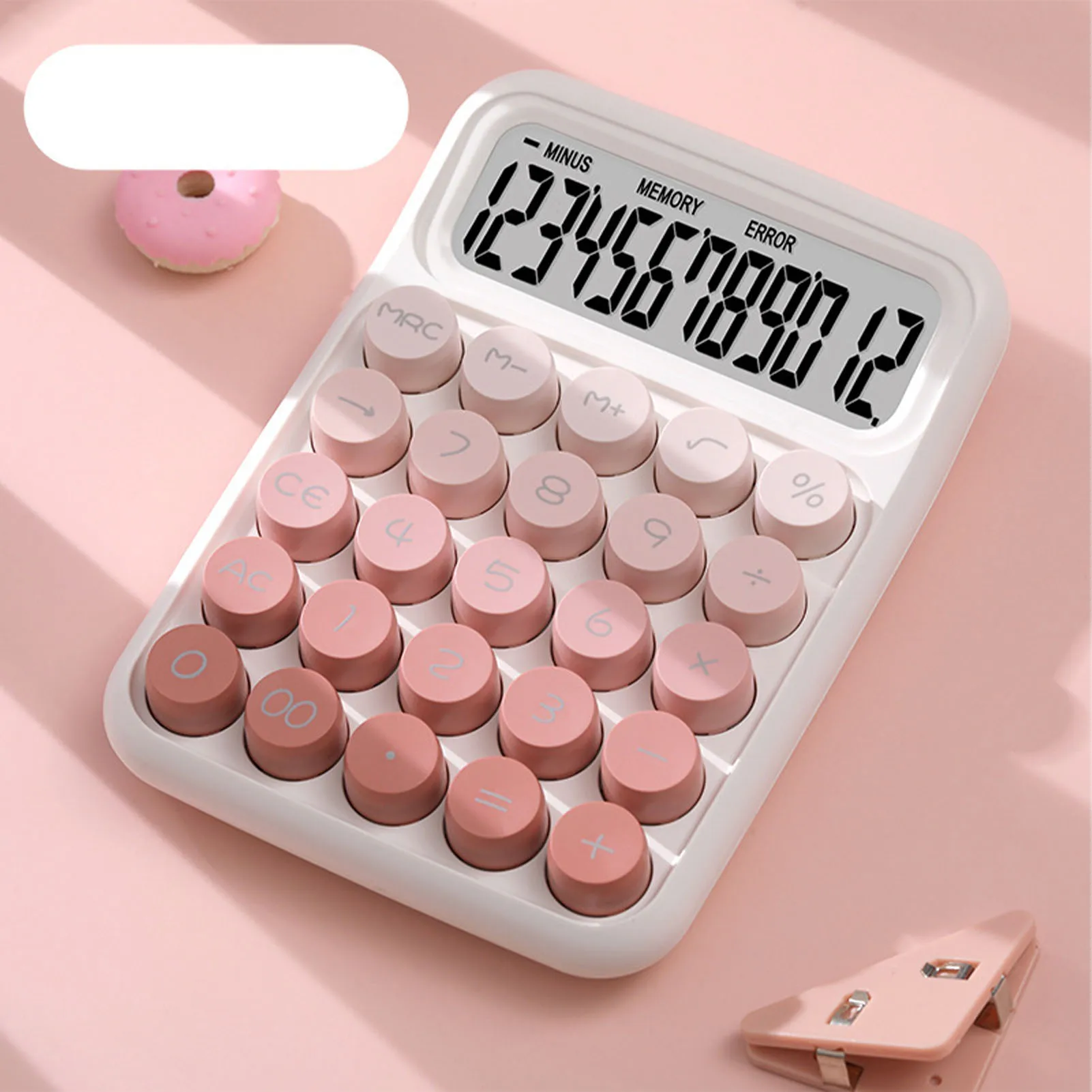 ZK30 Cute Calculator 12 Digit Large Button Clear Display Screen Stylish Calculator for Student Accountant Pink