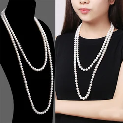 PESENAR Fashion Multi-layer Pearl Necklace Retro Classic Style Bachelor Ball Party Jewelry Sweater Chain Party Jewelry