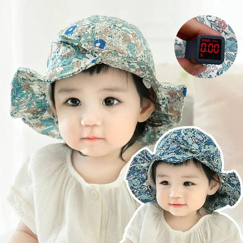 

Print Floral Baby Sunshade Basin Hat Summer Toddler Large Brim Fisherman Hats 1-2Year Children Sunscreen Visors Girls Bowl Cap
