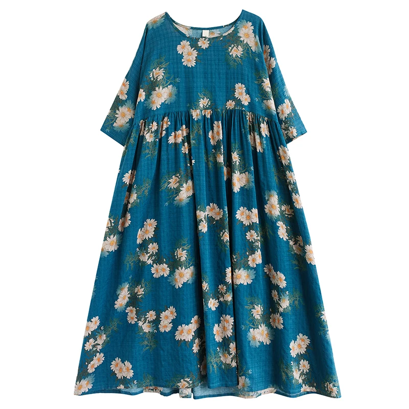 Été nouveau Sle rétro âge-défense maman d'âge moyen coton Dr ort Sve a-ligne jupe femmes Faion trajet taille ample