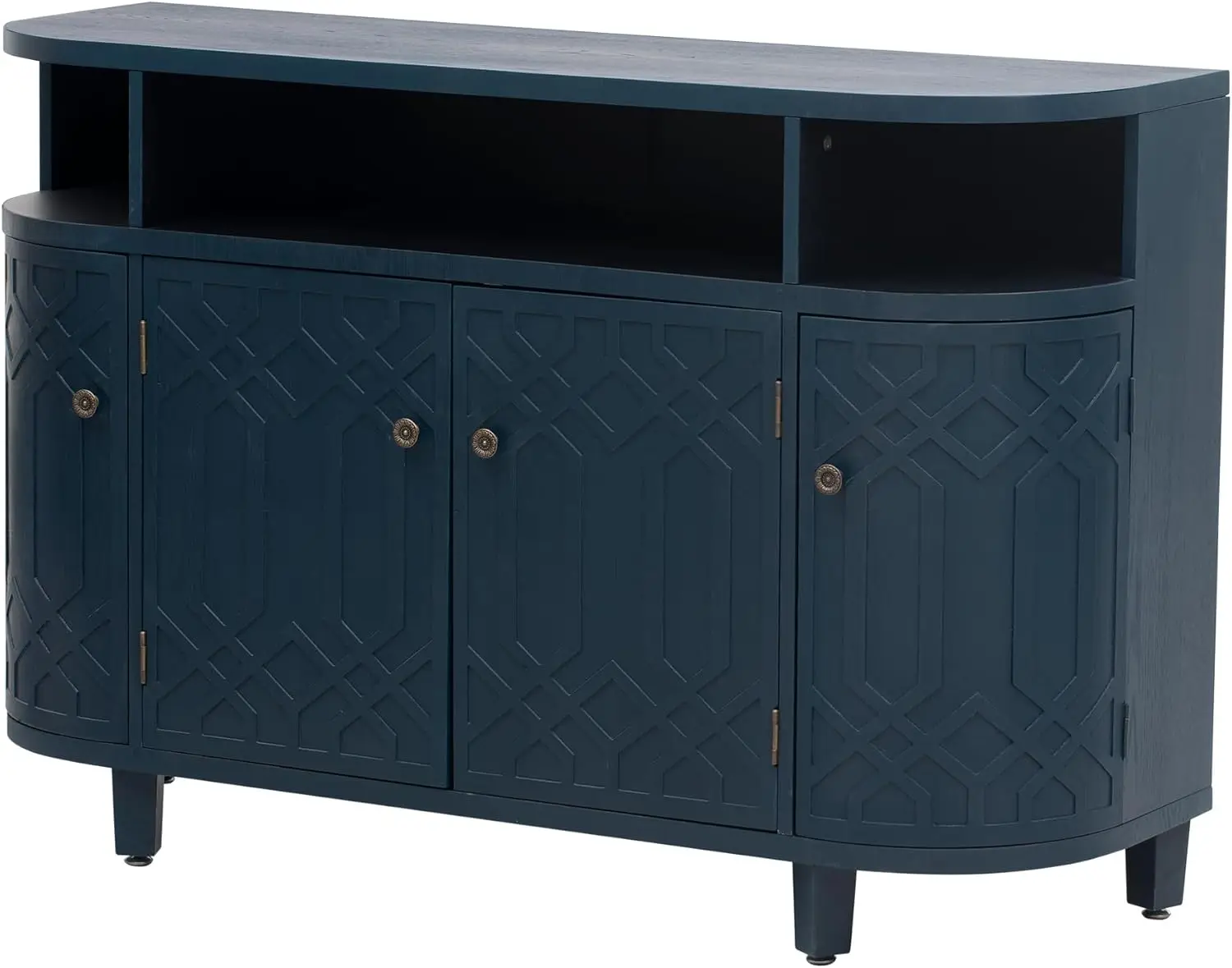 Amposei kast met gebogen accent 48-inch houten opbergkast, console, buffettafel, koffiebarkast met deuren en verstelbaar