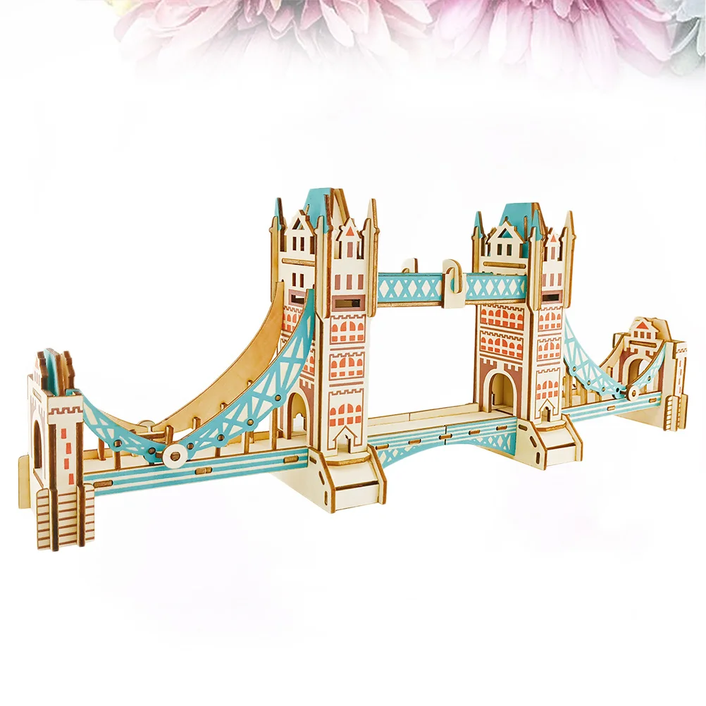 

3D Wooden London Tower Bridge Puzzle DIY Assembly Educational Creative Jigsaw for Kids Enhance Imagination Creativity