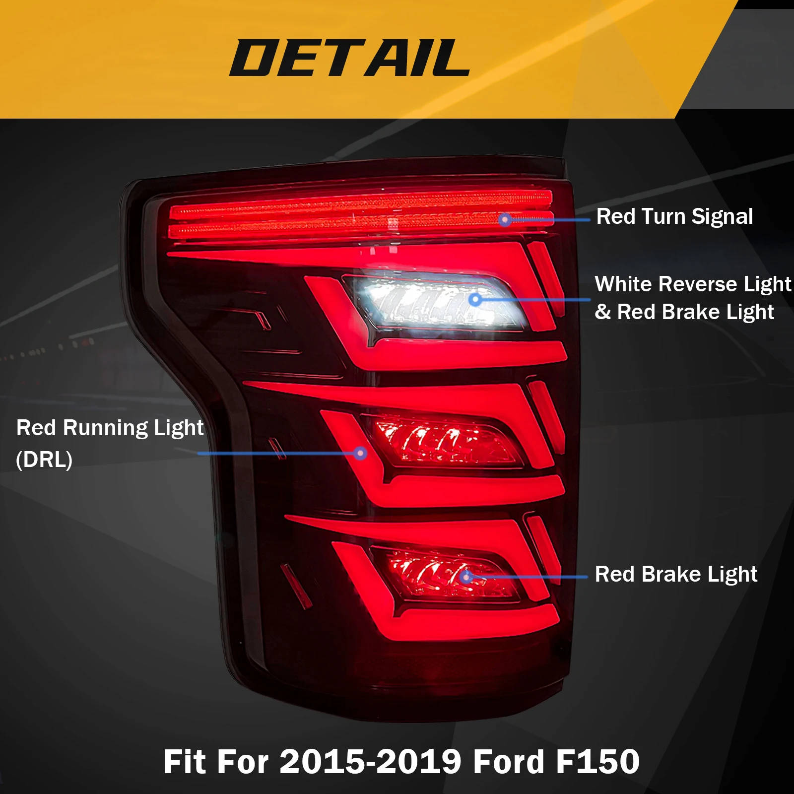 LED Car Tail Lights for Ford F150 F-150 2015-2020 LED Rear Tail Light with Driving Lamp Brake Reversing Turn Signal Lamp 12V