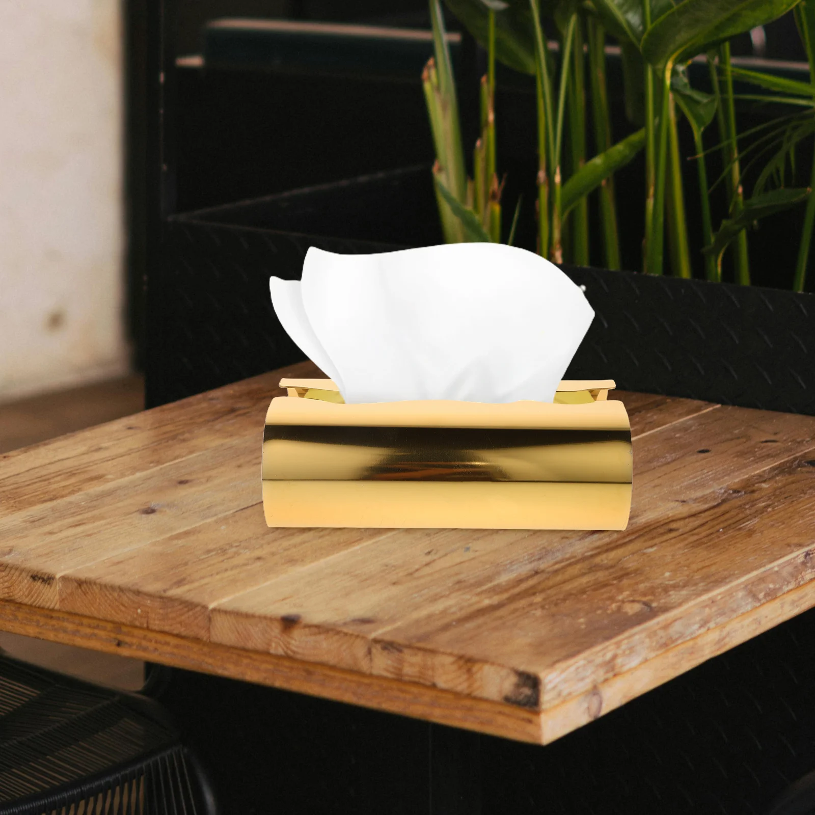 

Golden Metal Tissue Box Stylish Hollow Cover Design Decorative Napkin Holder for Home Office Nightstand Vanity Tabletop