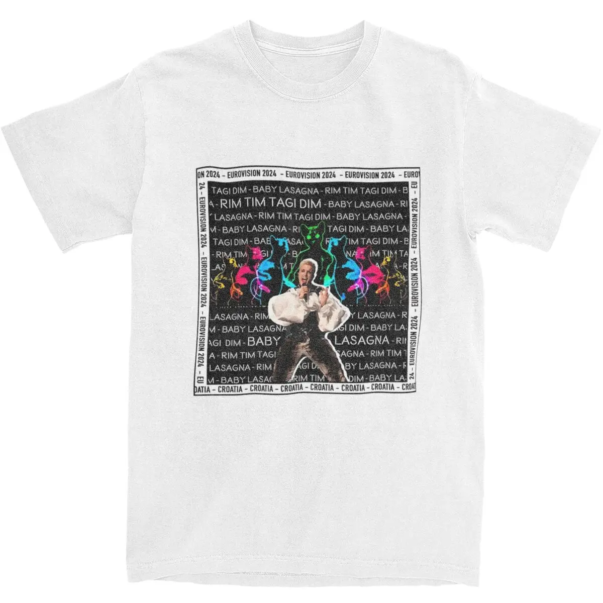 

Eurovisions 2024 Baby Lasagna Rim Tim Tagi Dim Croatia T-Shirt Musician T-Shirts Short Sleeve Tshirt Beach Cotton O Neck Clothe
