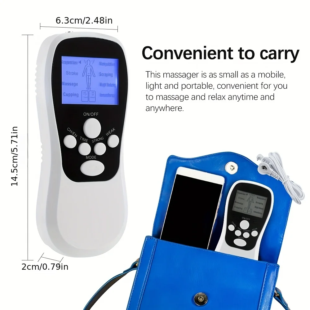 TENS Eletric Professional Muscle Stimulator Physiotherapy 8 Modes EMS Unit Machine Electrostimulator Pulse Body Massager Pads