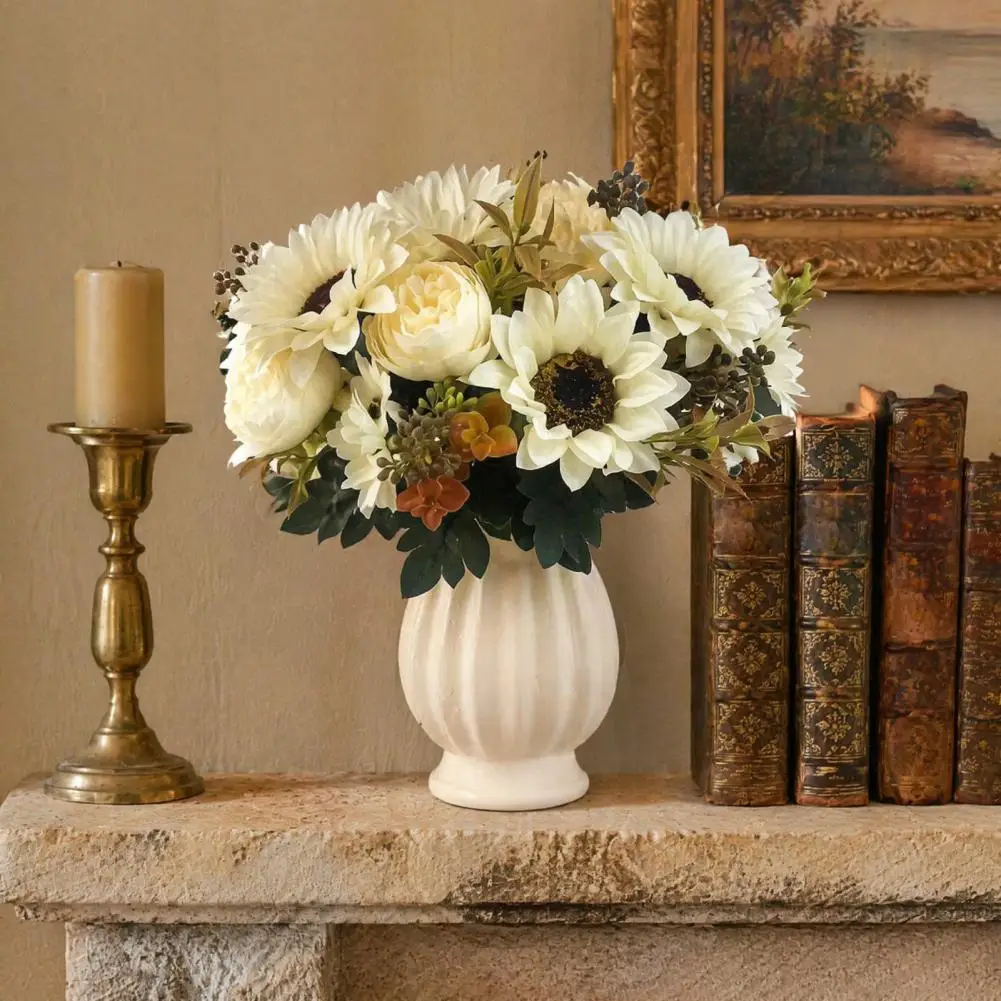 Realistic Silk Flowers for Wedding Centerpieces Sunflower Artificial Flowers Bouquet Realistic Silk for Wedding for Bedroom
