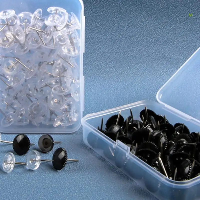 50/100Pcs Push Pins Gear-shape Pushpin Clear Map Pin, Sewing Pins Dropship
