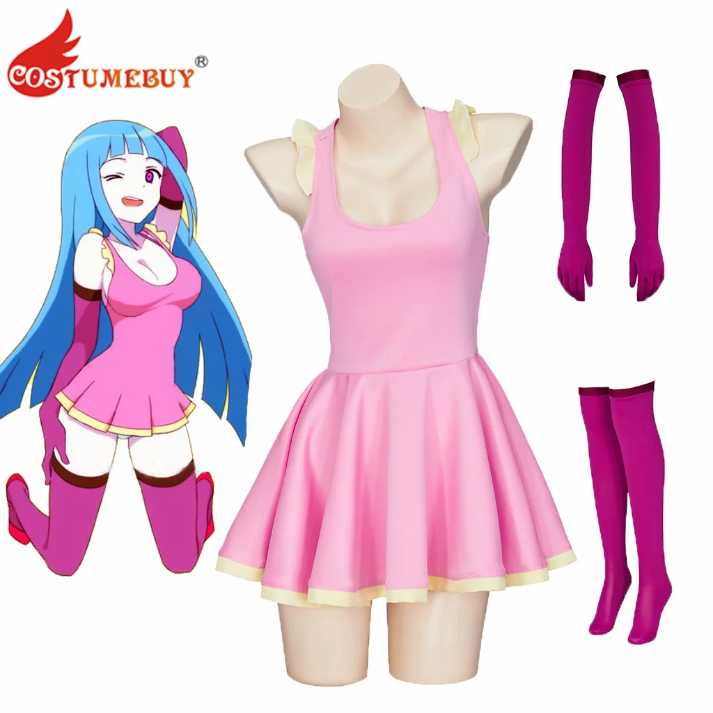 

Anime Me!Me!Me! MeMeMe-chan Dress with Gloves Stockings Outfits Uniform Sexy Pink Dress Women Girls Halloween Carnival Costume