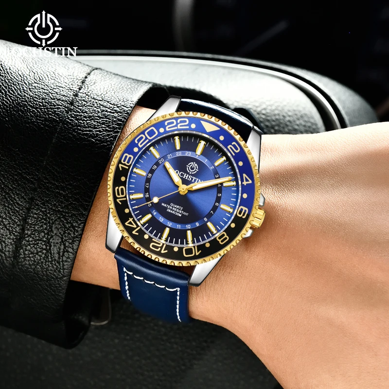OCHSITIN Everyday Navigator Quartz Watch Men's Flexible Soft Leather Band Well-proportioned Dial Long-time Daily Wearing Wrist