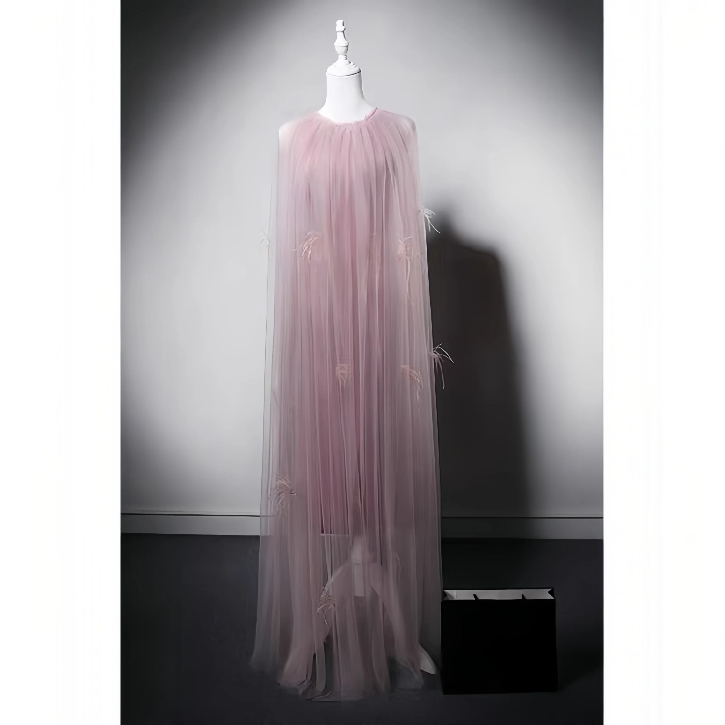 Elegant Pink Evening Dress Fake Two Tulle A-Line Round Neck Sleeveless Backless Special Occasion Celebrity Banquet Dress