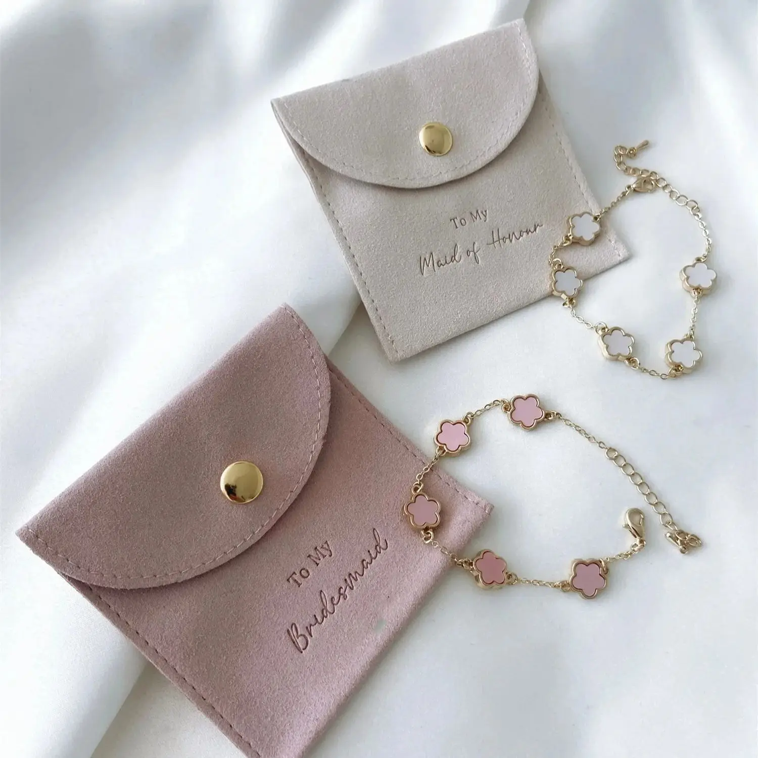 

Bridesmaid bracelet maid of honour jewellery pouch bridal gift bracelet silver necklace gold four clover bracelet bridesmaid jew