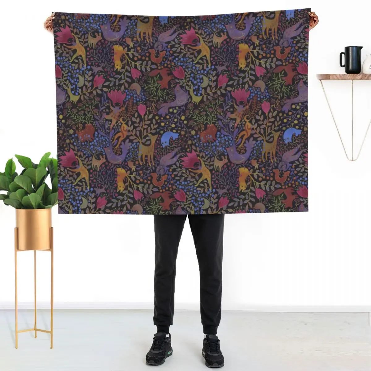 

Jewel tone design in dark background Throw Blanket Luxurious Soft Blanket Holiday Gift for Family