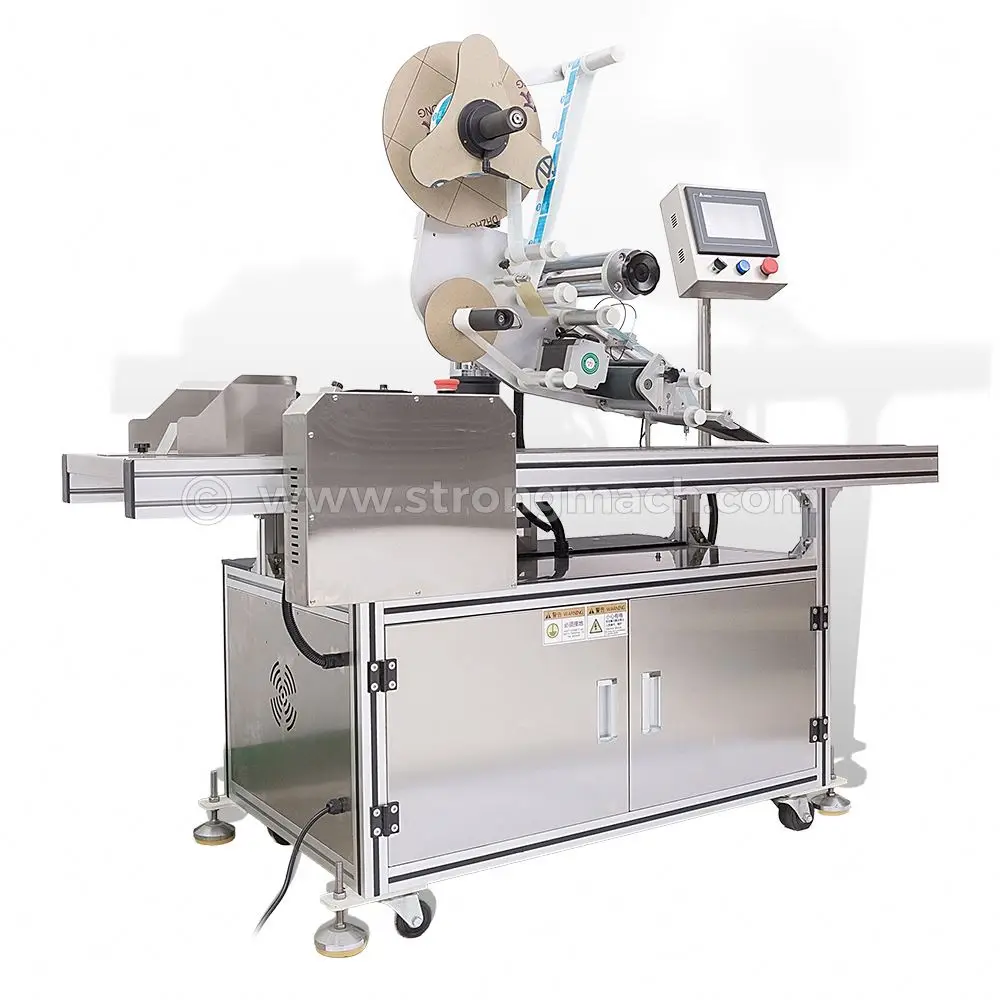 Automatic Paging Flat Labeling Machine for Cards PE Plastic Bags Carton Packaging Box Adhesive Sticker Labeler