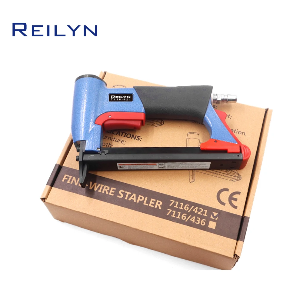 Reilyn 22GA Air Upholstery Stapler 7116-421 Pneumatic Framing Nail Gun 9mm Wide Crown Nailer Accept 6-16mm Crown Staples