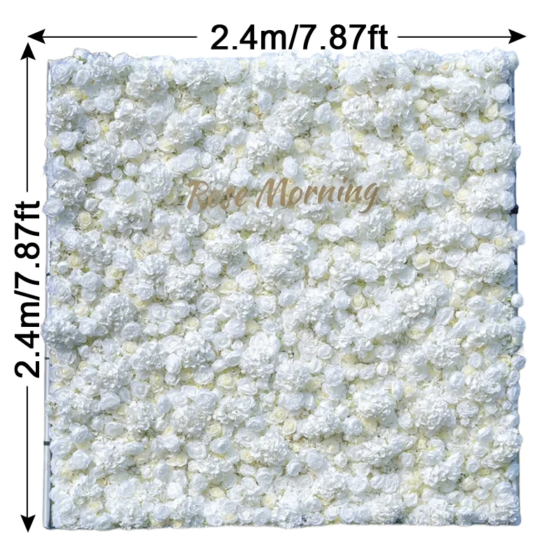 الأبيض 5D زهرة اصطناعية جدار الزفاف ارتفع خلفية النسيج الأزهار النباتات الخضراء جدار نافذة عرض حزب الحدث الدعائم زهرة صف #6