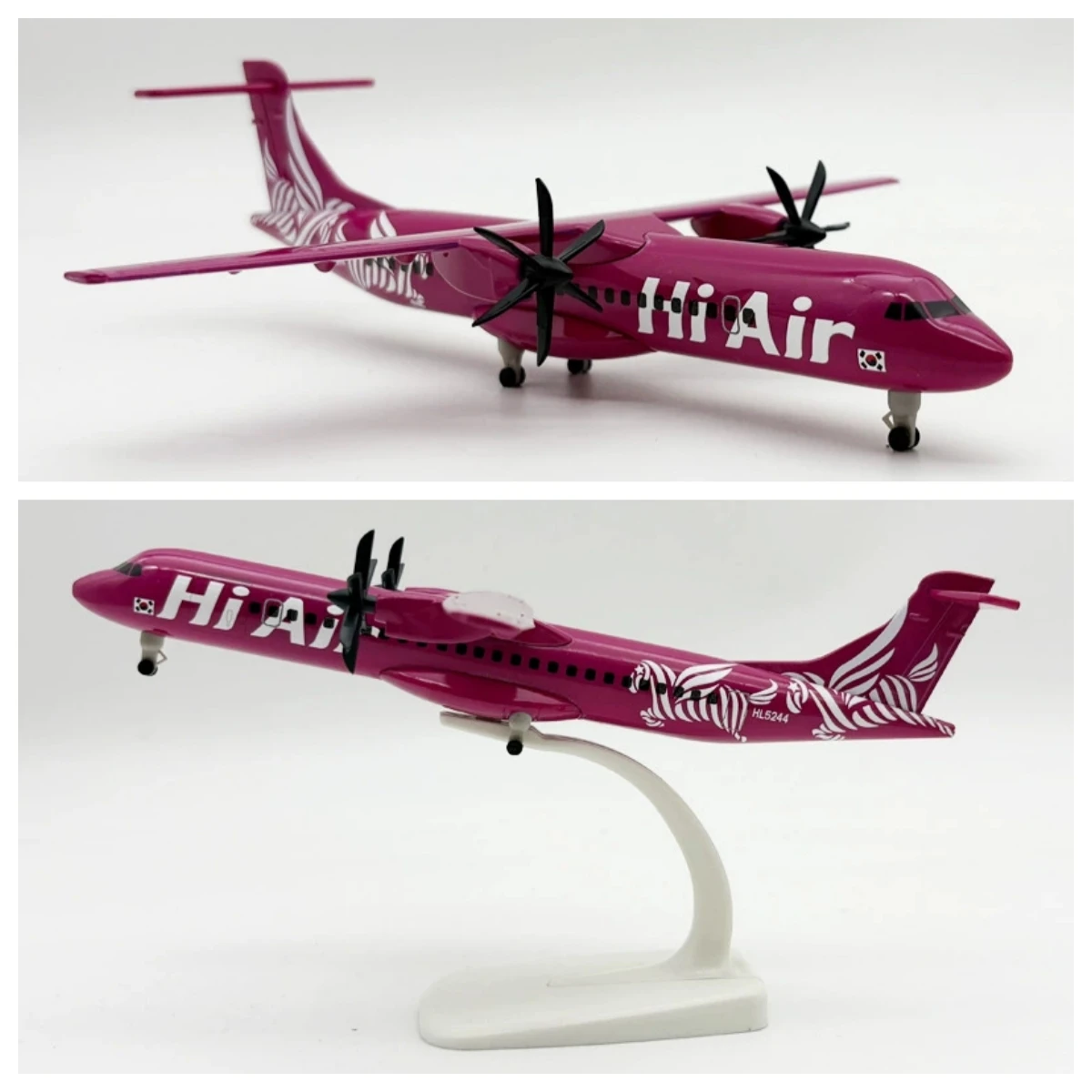 

20cm Toy Planes Korean Hi Air Airlines ATR Metal Scale Aircraft Collectible Aircraft w Wheels Landing Gears Propellers