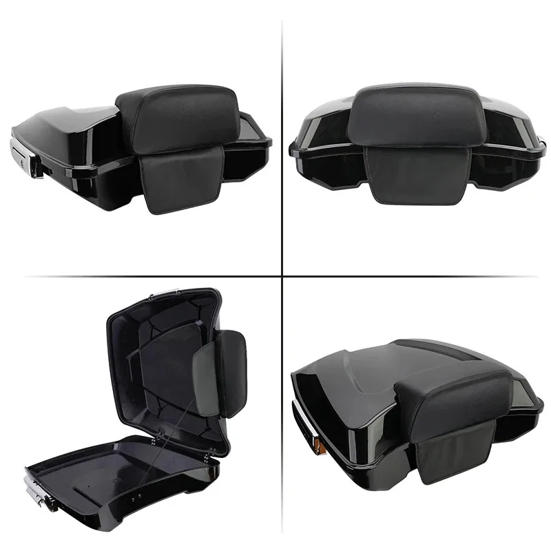Motorcycle Trunk Lage Tail Box Pak Pack Angled/Pad  Touring Street Glide Ultra Classic Road King 1997-up