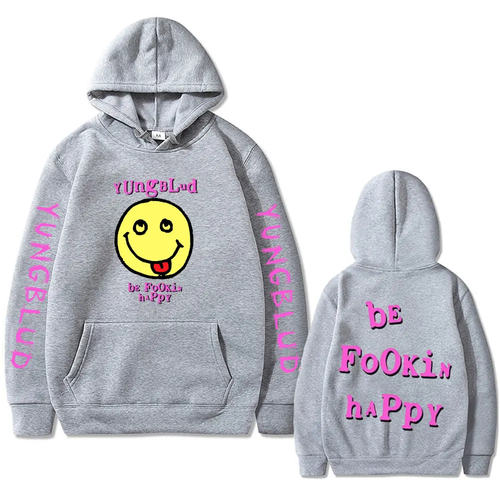 Singer Yungblud Be Fookin Happy Print Hoodie Unisex Casual Fleece Cotton Sweatshirt Men Women Hip Hop Rock Oversized Pullover