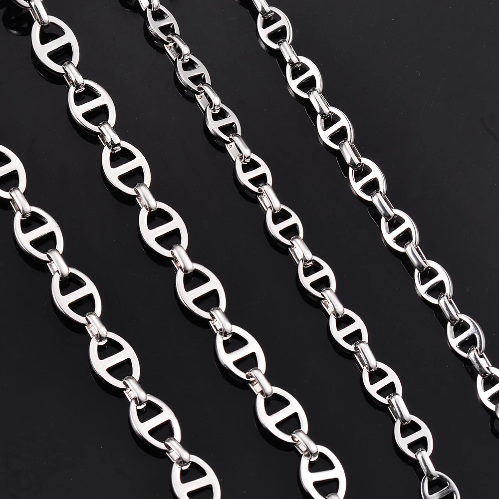 Großhandel: 6/8mm breite, einfache handgefertigte Kettenhalskette für Männer und Frauen, Edelstahl Hip-Hop-Kette, Damen-Halskette, Punk-Schmuck – Detail 3