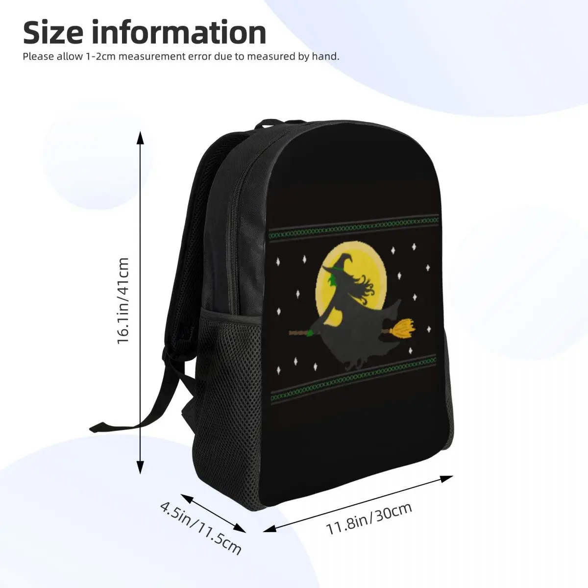 Mochilas Bruxa de Halloween para Meninos e Meninas, 3D Print, Diversão, Escola, Faculdade, Sacos de Viagem, Homens, Mulheres Bookbag, Fits 15 "Laptop