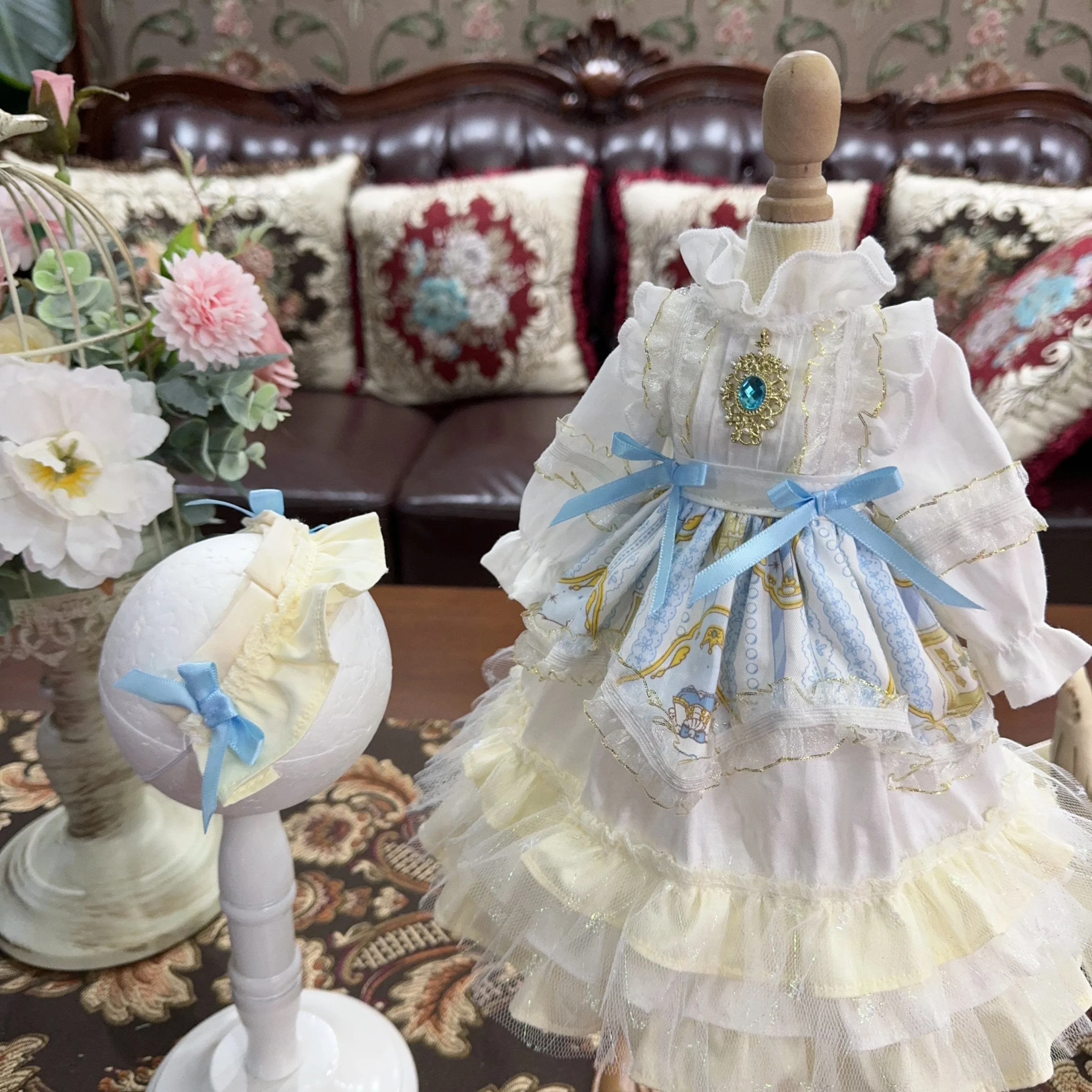 1/6 1/4 1/3 BJD Dress + Hairpin Doll cute pastoral multicolor set for 1/3 1/4 1/6 BJD SD DD 1/6 Blyth doll accessories