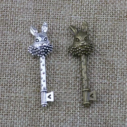 5 Pieces/Lot 48*13mm Metal Material DIY Handmade Rabbit Key Accessories Jewelry Charms For Jewelry Making