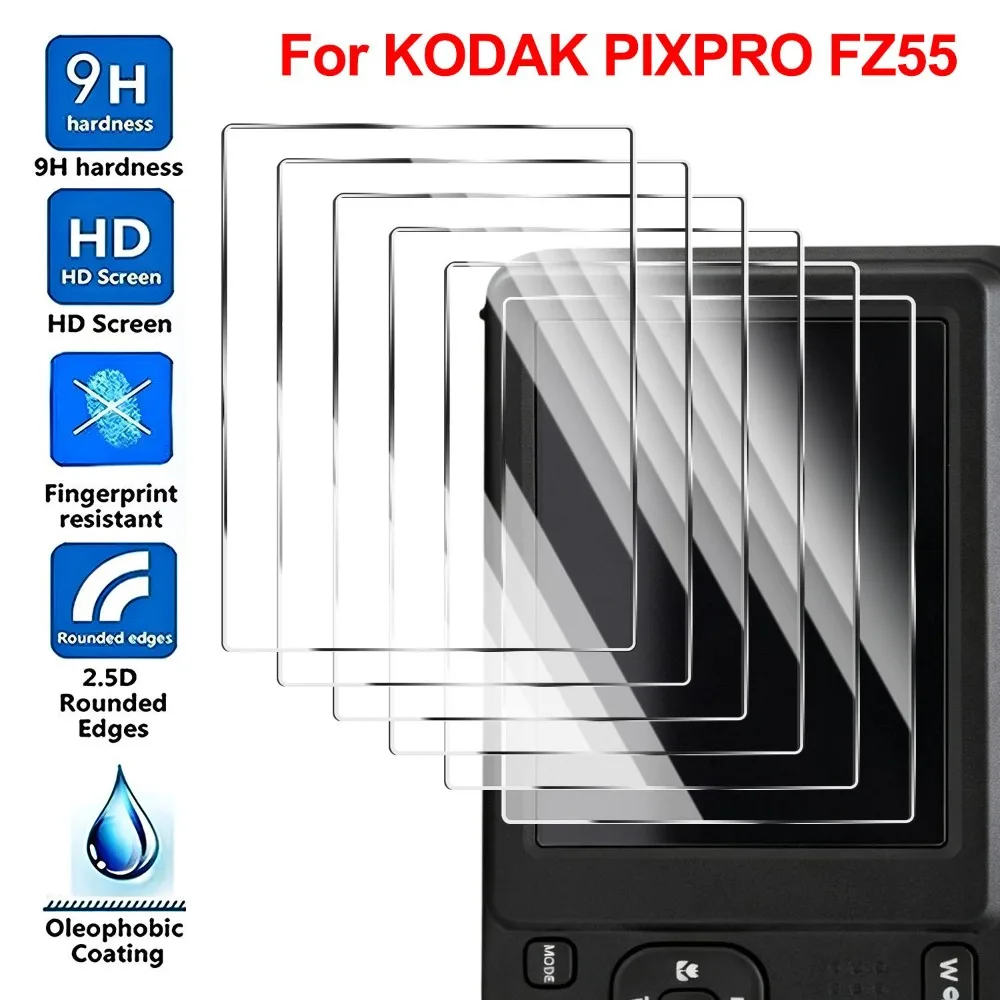 For KODAK PIXPRO FZ55 Camera Tempered Glass Film FZ55 Camera LCD Display Screen Protector HD Clear Explosion-proof Cover Film