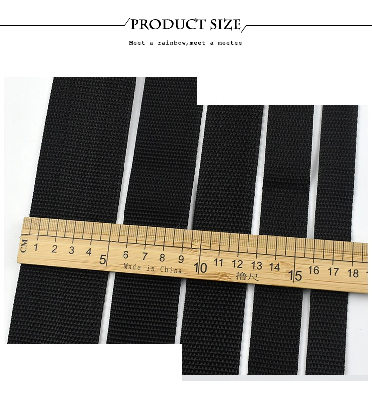 10 m schwarzes Nylongurtband, 20/25/32/38/50 mm breit, für Taschen, Rucksäcke, Gepäck, Gürtel, Bindung, Nähen, DIY-Zubehör-Set – Detail 6
