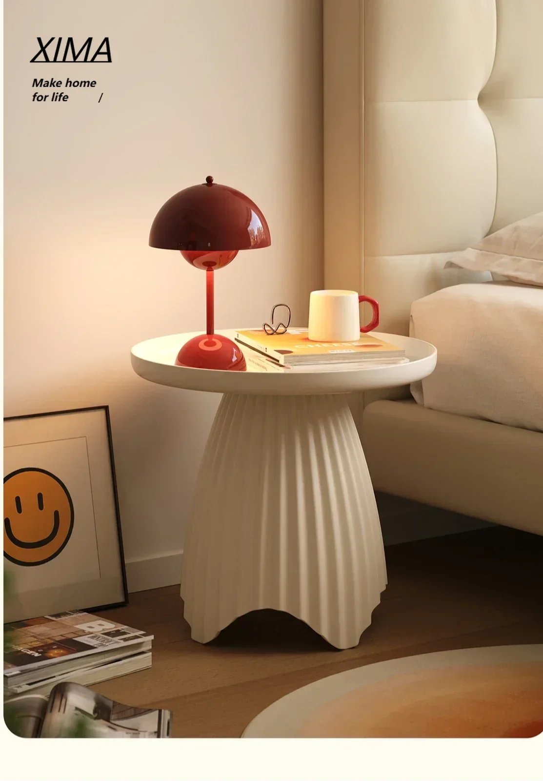 

Simple modern living room small round table creative sofa side table home movable creative bedroom bedside coffee table